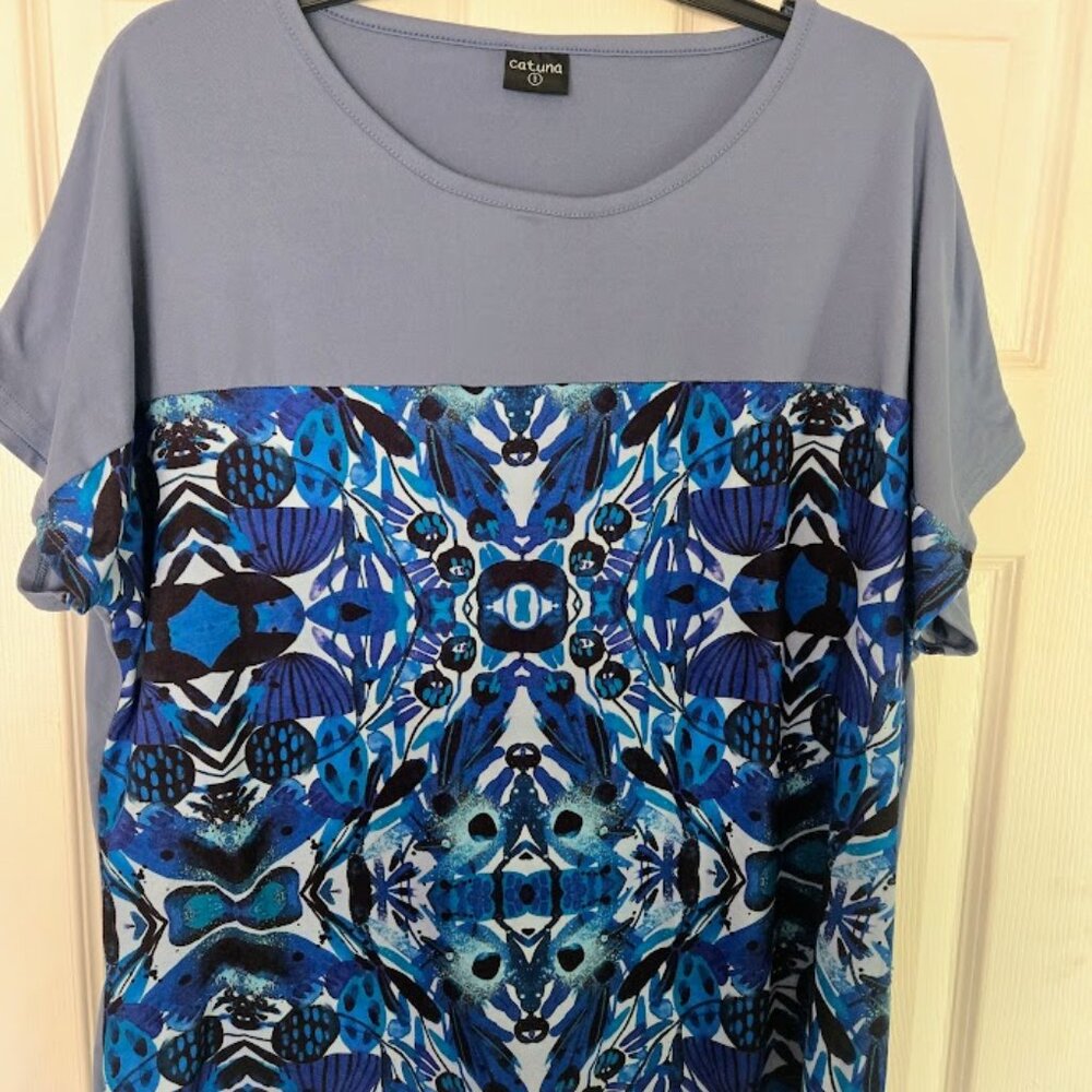Catuna mixed fabric short sleeve top Size3/XL